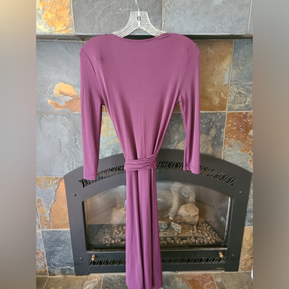 Bcbgmaxazria Purple Deep V Neck Wrap Front Floor Length Maxi Gown Dress Size Xs View 2